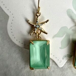 NWT Spartina 449 Aqua Mermaid Glass Starfish Dangle Earrings